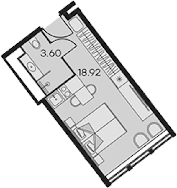 Квартира студия 22.52 м², 2/15 эт., Апарт-отель «Апарт-отель 25-7 Заневский»
